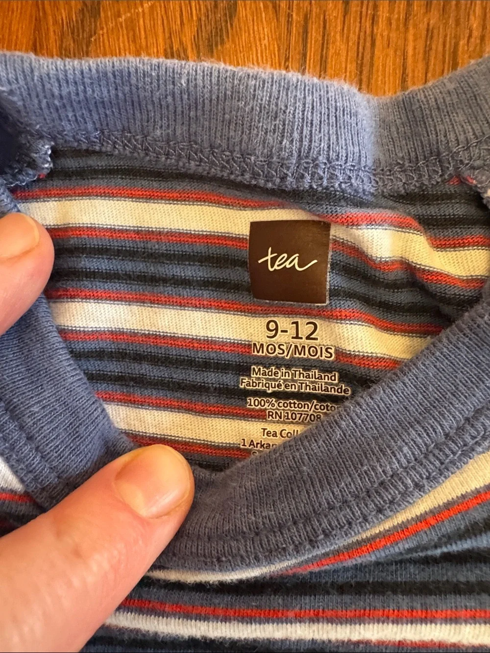 Tea Collection Navy and Light Blue Striped Raglan Baby Footie